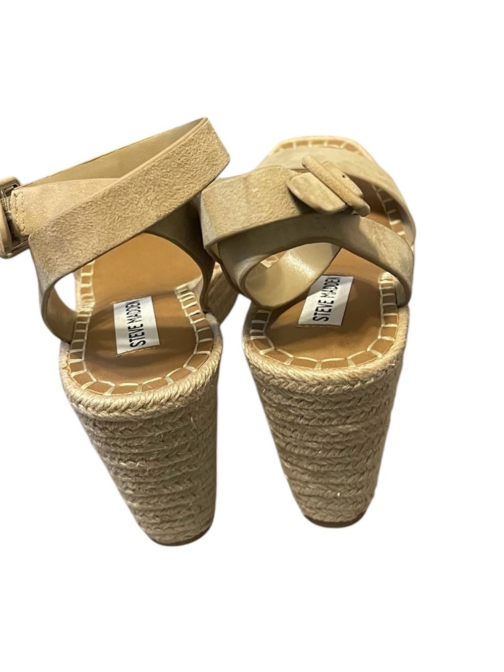 Steve Madden Tan Suede Wedge Sandal Granola Neutral sz 9 NIB - Picture 4 of 11